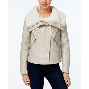 Guess Faux Fur Collar Faux Leather Jacket